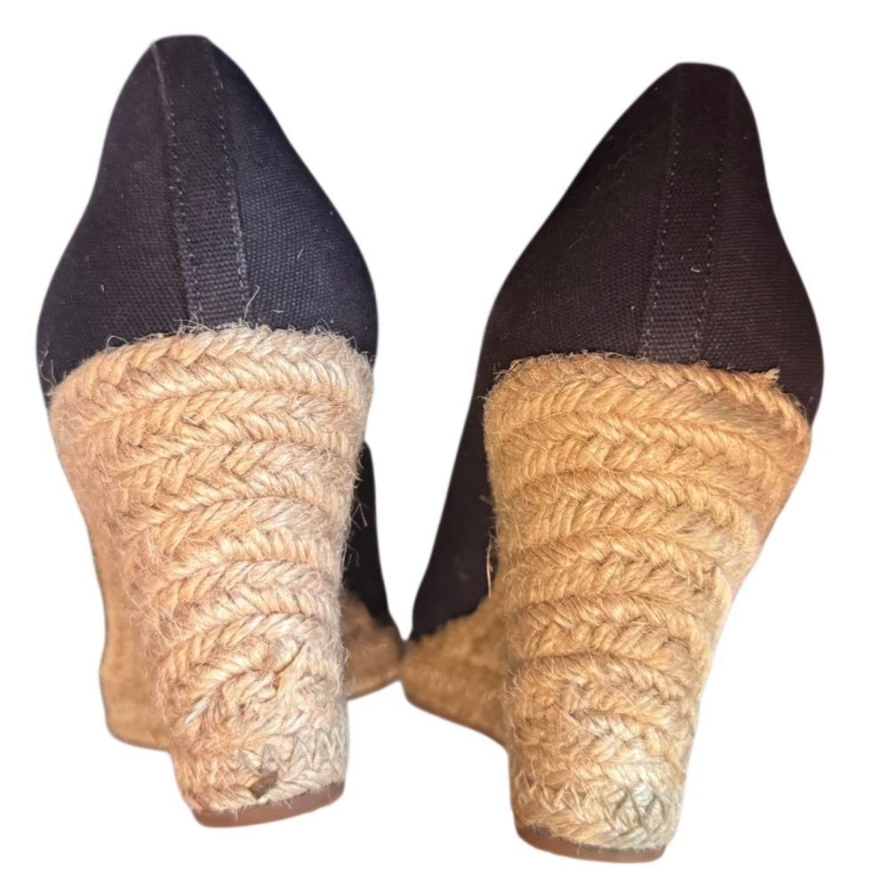 J. Crew J by Crew Navy Blue Canvas Espadrille Wedge Sandals, Size 9 - Picture 7 of 10